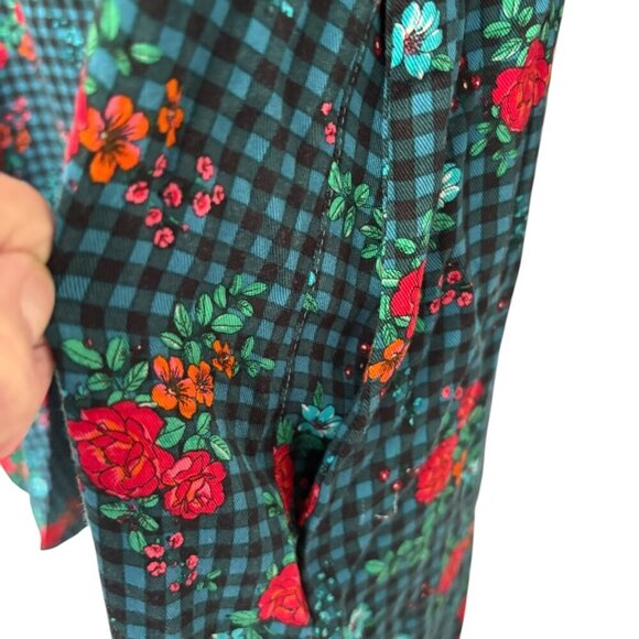 NWT Matilda Jane Fa La La Button Down Shirt Dress Green Red Floral Size Medium - Picture 6 of 11